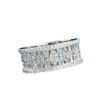 Tendință de moda noua S925 argint rând diamant doamnelor personalitate geometrice simple full diamond scara pătrat încrustat 5A zircon ring