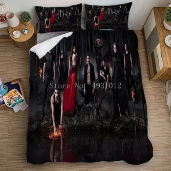 The Vampire Diaries 3d Imprimate lenjerie de Pat Acoperi asternuturilor de Pat Set de Plapuma fata de Perna Gigant de Desene animate Cuvertură de Pat (NU Foaie)