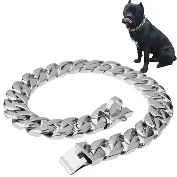 Tiasri Groasă din Oțel Inoxidabil Lanț de Câine Lesa Caine Mare Guler de Culoare Argintie Câine Colier Cravată Link-ul Cadou de Formare Coarda Lățime de 30 mm