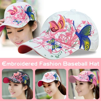 Toamna Si Iarna Femei Fluture Floare Broderie Capace Fata Pălării De Soare Casual Snapback Capace Femei Șapcă De Baseball
