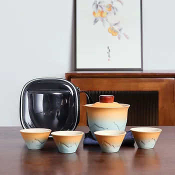 Travel set de ceai, din ceramica portabil în aer liber kungfu ceașcă de ceai, partenerul de afaceri cadou