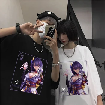 Tricou Femei Generale Raiden Genshin Impact Joc de Rol de Acțiune Haine Print T Camasa barbati de Desene animate anime camisetas футболки