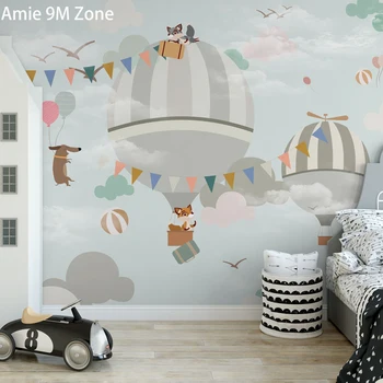 Tuya Artă albastru pal culoare gri de desene animate balon și animale de design pentru camera copil dormitor decor de perete imagini de fundal reducere