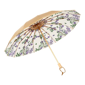 Umbrelă de soare Protectie solara Protectie UV Femei Umbrela Dublă Utilizare Umbrelă de Pliere de Înaltă Calitate 16-Os Puternic, Rezistent la Vânt