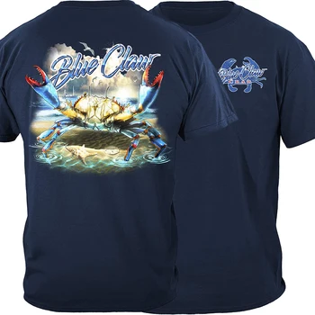 Unic Albastru cu Gheare Crab Tipărite Moda Pescar Pescar Cadou Tricou de Bumbac de Vară O-Neck Short Sleeve Mens T Shirt Noi S-3XL
