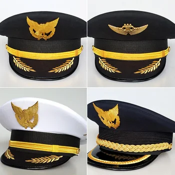 Unisex personalul de securitate Profesionale pălării de cale ferată Pălărie de Zbor de Avion Căpitanul uniformă streașină cap Pălăria pilot de aviație civilă capac