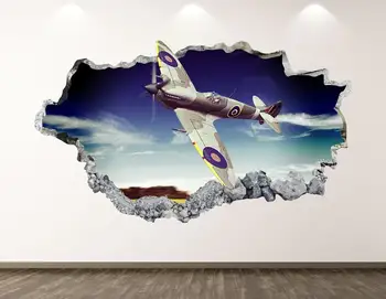 Uraganul Avion Perete Decal de Război în Vârstă de Avion 3D Distrus Arta de Perete Autocolant Decor Camera pentru Copii Vinil Acasă Poster Cadou Personalizat KD124