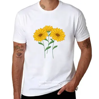 Vara Floarea-Soarelui Galben Bărbați Tricou Bumbac Maneca Scurta Tricouri O De Gât Hip Hop Casual Streetwear Topuri