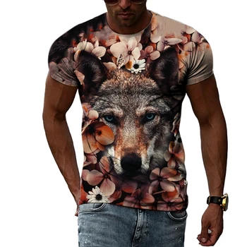 Vara Vânzare de Animale 3D de Imprimare T-Shirt pentru Bărbați la Modă Interesant Personalizate Hip-hop Strada Culturii Rotund Gat Mâneci Scurte