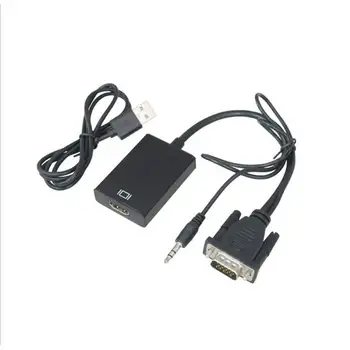VGA Cu Adaptor Pentru Laptop PC Monitor Proiector VGA de sex Masculin La Feminin Convertor Cu Mufă de 3,5 mm Audio Plumb Cablu de Alimentare