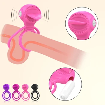 Vibratoare, Inele Penis Cock Ring Intarziere Ejaculare Limba Lins Clitoris Stimula Sex Masculin Dispozitiv De Castitate Pentru Adulti Jucarii Sexuale Pentru Barbati