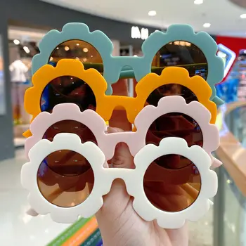 Vintage Copii Drăguț Fată ochelari de Soare Copil Ochelari de Soare Rotund de Flori pentru Copii UV400 ochelari de soare Fete Baieti Moda Ochelari 2022