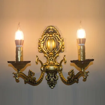 Vintage Europene fier lumânare bronz lampă de perete home deco rustic, antic DIY aluminiu E14 bec tranșee de perete corp de iluminat