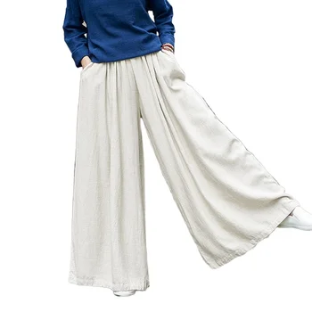 Vintage Pantaloni Harem pentru Femei Ramie Lenjerie de pat Elastic talie Pantaloni Harem Pantaloni pentru Femei Vrac Noutate Originală Pantaloni V2000