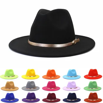 Vintage Pălării Fedora pentru Femei Cald Lână Simțit Margine Largă Pălărie cu Funie de Centura de Panama Pălărie Trilby Capac en-gros
