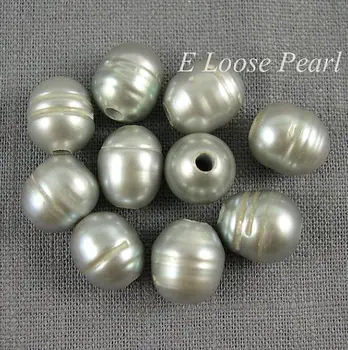 Vrac Bijuterii Perle de Culoare Gri Perle de apă Dulce Nugget Gaura Mare Perla 10mm x 11-12mm 10 Bucati Orez Margele 2.5 mm Gaura