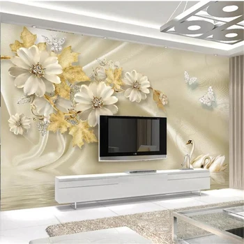 wellyu gazete de perete decor acasă tapet Personalizat 3d tridimensional de lux Europene swan bijuterii floare TV de perete de fundal