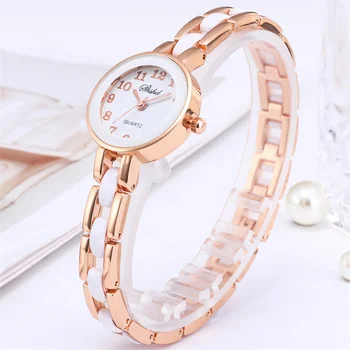 WOKAI de înaltă calitate 18K Aur a crescut moda casual femei cadran mic brățară cuarț ceas de Lux Student fată ceas de epocă
