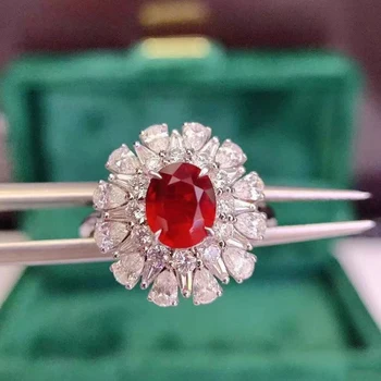 WPB Avansate Originale Femei Inel Zircon Spumante Roșii Flori de Diamant Inel de Ridicat de Carbon Diamant Bijuterii de Lux Cadou de Nuntă Parte