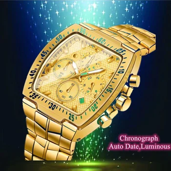 WWOOR Cronograf Ceasuri Militare Bărbați de Lux de Aur Cuarț Impermeabil Mens Ceas de mână Moda Relogio Masculino de sex Masculin Ceas