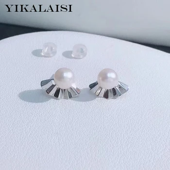 YIKALAISI Argint 925 Cercei Bijuterii Pentru Femei cu 6-7mm Rotund Natural de apă Dulce Pearl Cercei 2021 Noile Ridicata