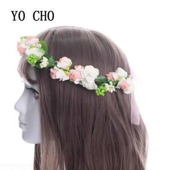 YO CHO Elegante, Delicate Coroană de Flori cu Bandă de susținere Pentru Femei Florale de Nunta Bentita de Par Formatie de Nunta Petrecere Bal Festivalul de Decor