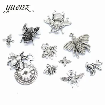 YuenZ 10buc Amestecat Antichități Argint culoare Animal de albine Farmece Pandantive pentru Colier Bijuterii DIY Face Găsirea Accesorii U028