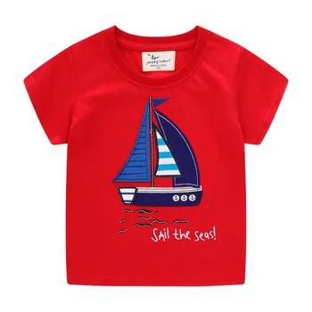 Zeebread de Vară pentru Copii Tricouri Barcă cu pânze Broderie de Bumbac Băieți și Fete Tricouri Topuri Toddler Copii Costum