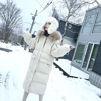 Zăpadă 2021 Noi Femei Guler de Blană Mare față-verso de Mult în Jos Jacheta de Iarna de Înaltă Guler Alb Rață Jos Jacheta Cald Hanorac Jacheta