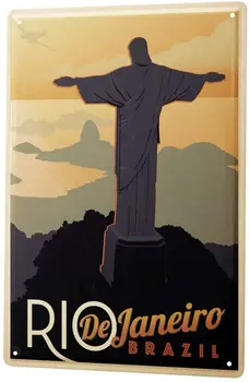 ÎNCEPÂND cu anul 2004 Tin Semn Placa de Metal Decorativa Semn Decor Acasă Plăci Turneu Mondial de la Rio de Janeiro, Brazilia Hristos Mântuitorul